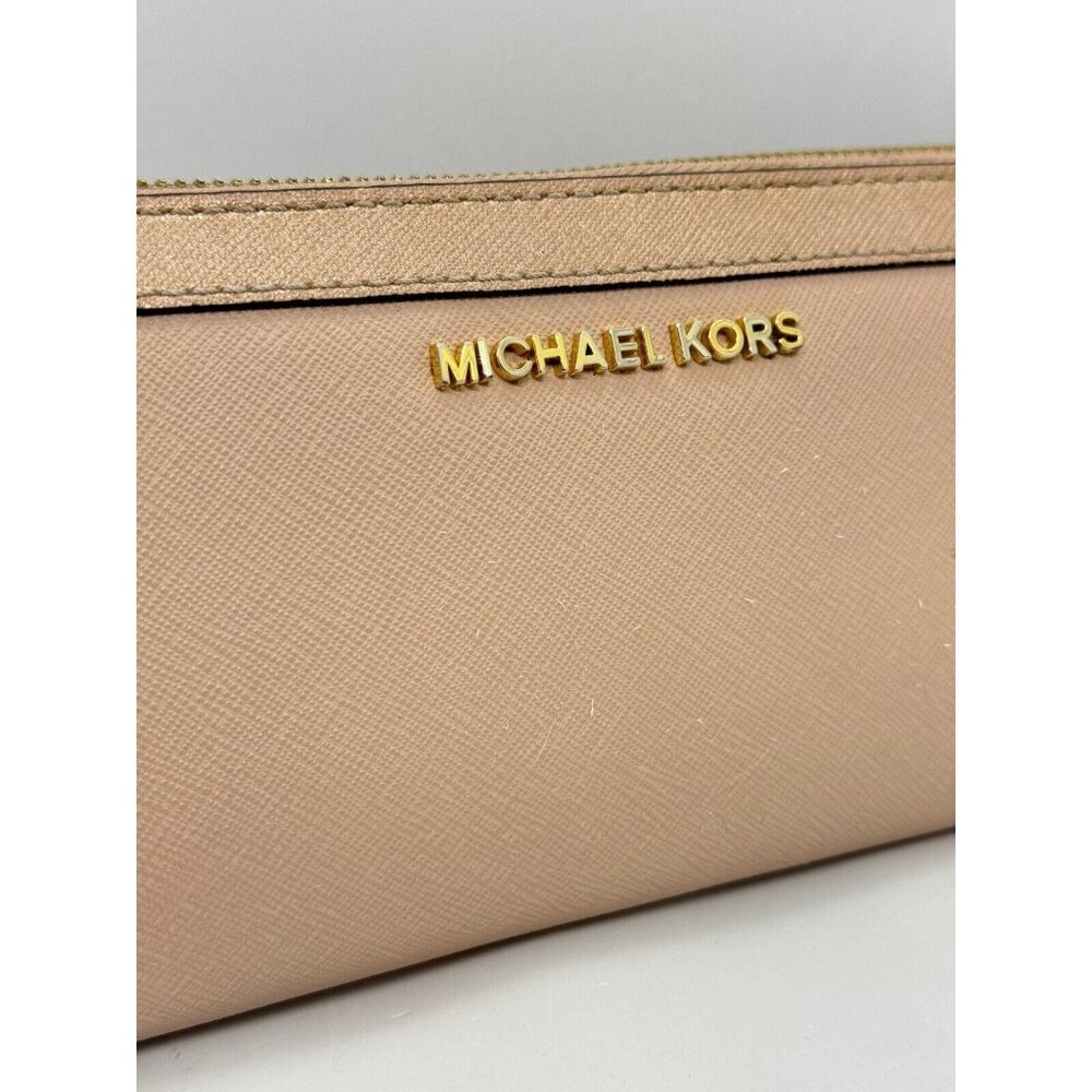 MICHAEL KORS Jet Set zip around continental leather women's large wallet -CAMEL - Picture 3 of 8